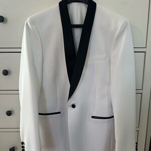 Egara Men's White Blazer with Black Trim slim fit